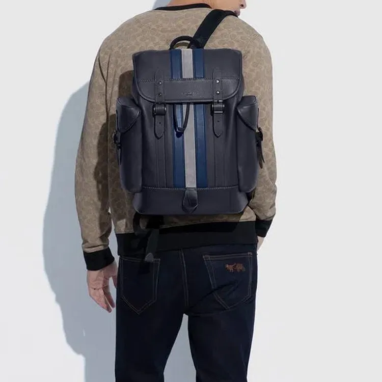 COACH Hitch Leather Backpack Tubas Unisex Midnight Black Multicolor-4