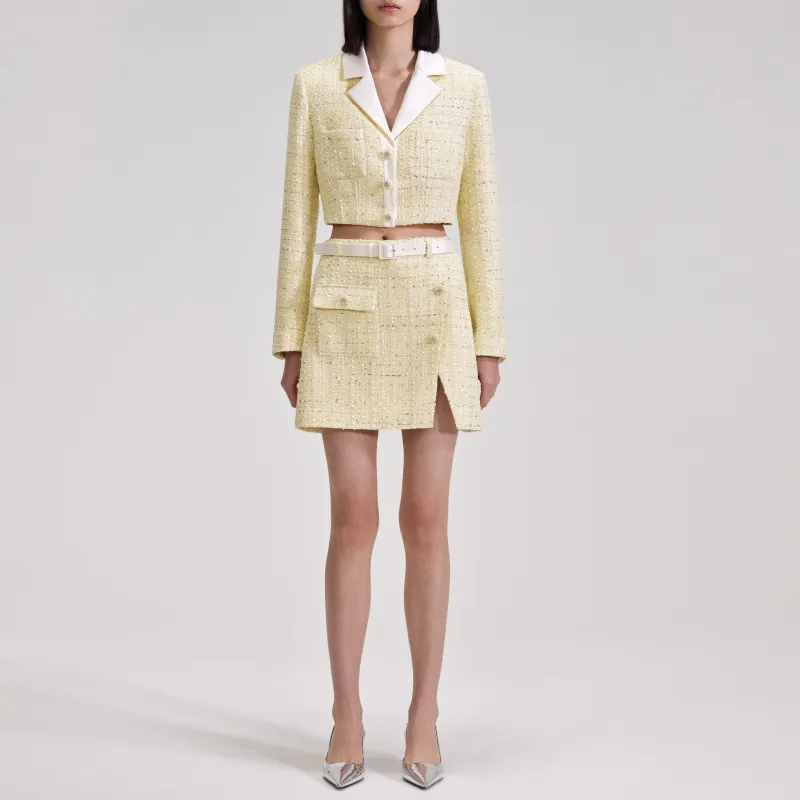 Self portrait Belted Bouclé Miniskirt-1