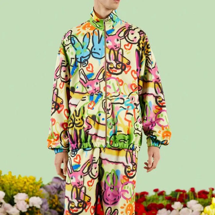 GUCCI Bunny Print Full Zipped Jersey Jacket-2