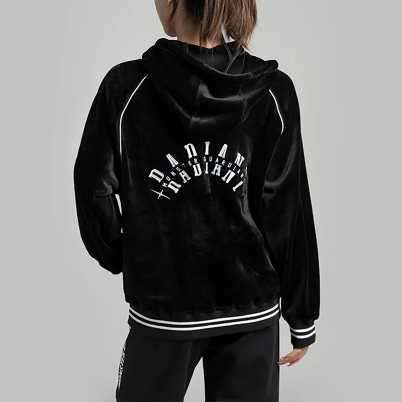 Monster Guardians Loose Fit Thickened Pilot Jacket Women's Black-5