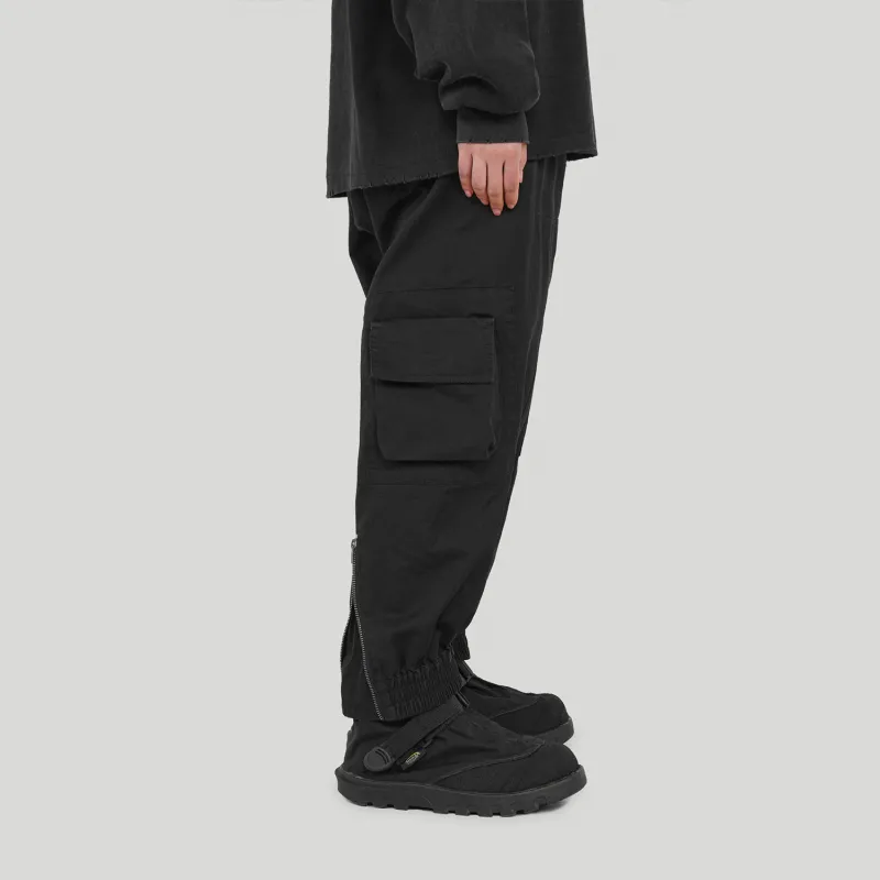 UNDERWATER Baggy Pants Moderate Casual Pants Unisex Washed Black-5