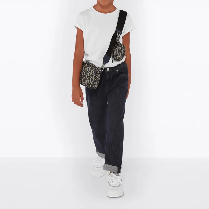 DIOR Canvas Handbag, Combo Bag, Shoulder Bag, Crossbody Bag, Kids' Bag Trumpets Kids' Beige And Black Denim Blue-4