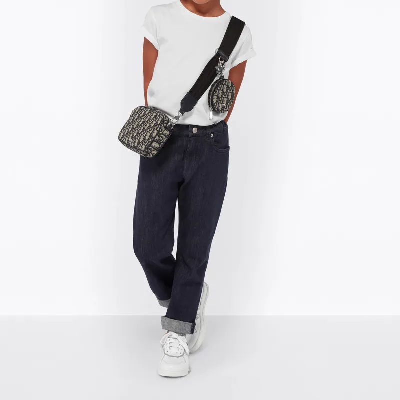 DIOR Canvas Handbag, Combo Bag, Shoulder Bag, Crossbody Bag, Kids' Bag Trumpets Kids' Beige And Black Denim Blue-5