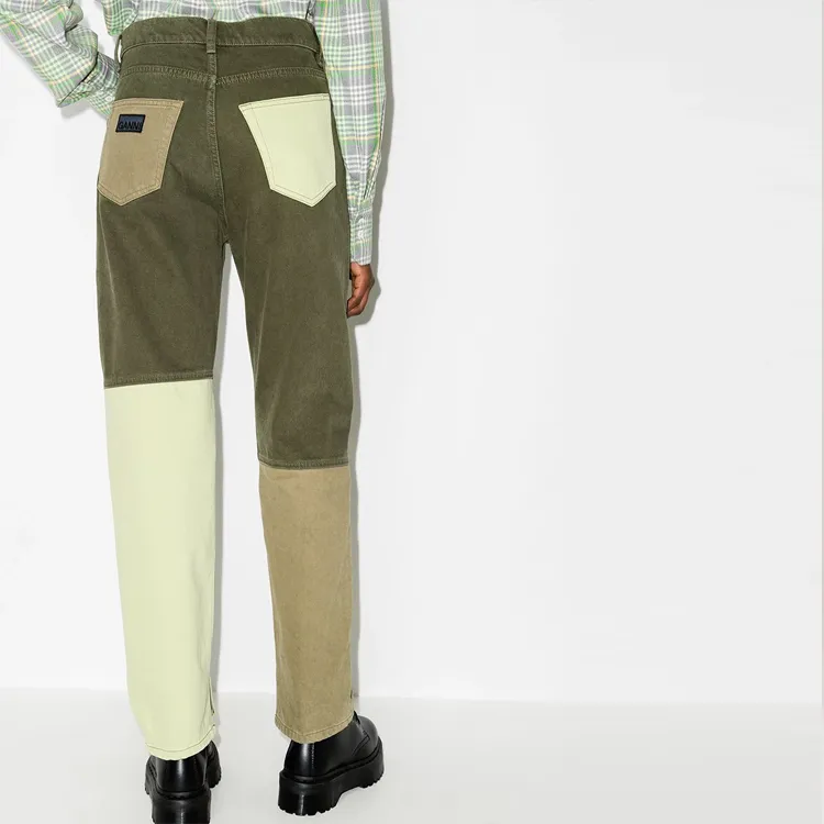 GANNI Overdyed Colorblock Jeans 'Forest Night'-4
