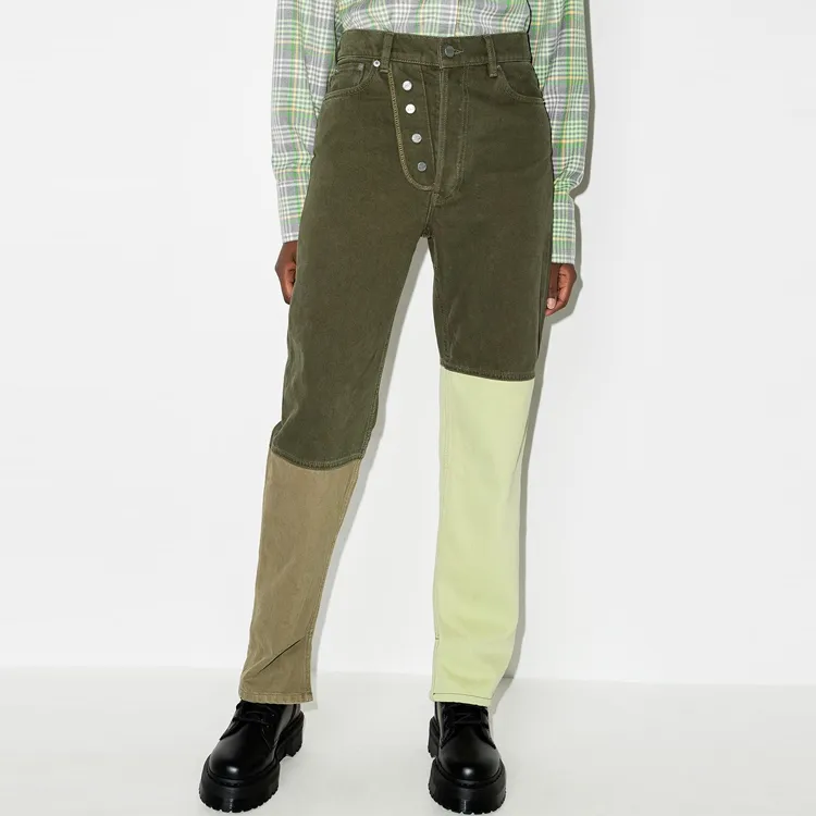 GANNI Overdyed Colorblock Jeans 'Forest Night'-5
