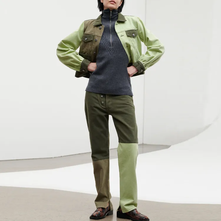 GANNI Overdyed Colorblock Jeans 'Forest Night'-1