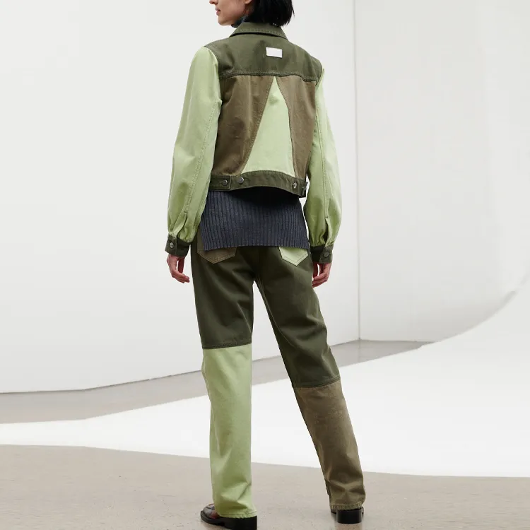 GANNI Overdyed Colorblock Jeans 'Forest Night'-3