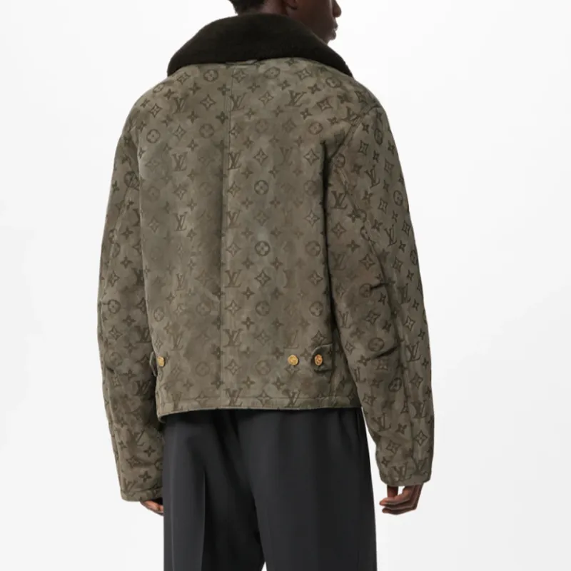 LOUIS VUITTON Leather Jacket Men's Brown-4