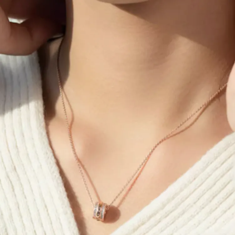 Pandora Copper Silver Alloy Necklaces Women's Rose Gold-1
