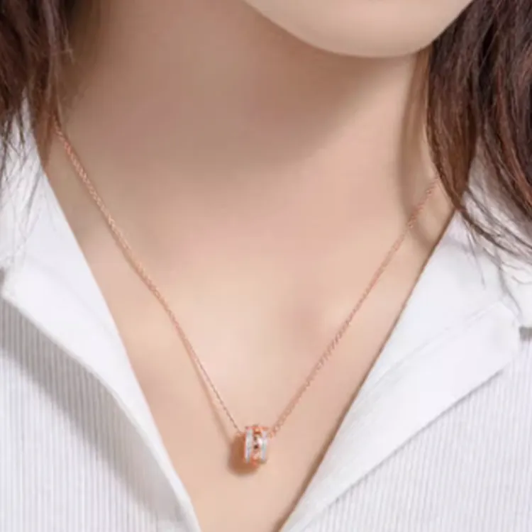 Pandora Copper Silver Alloy Necklaces Women's Rose Gold-2