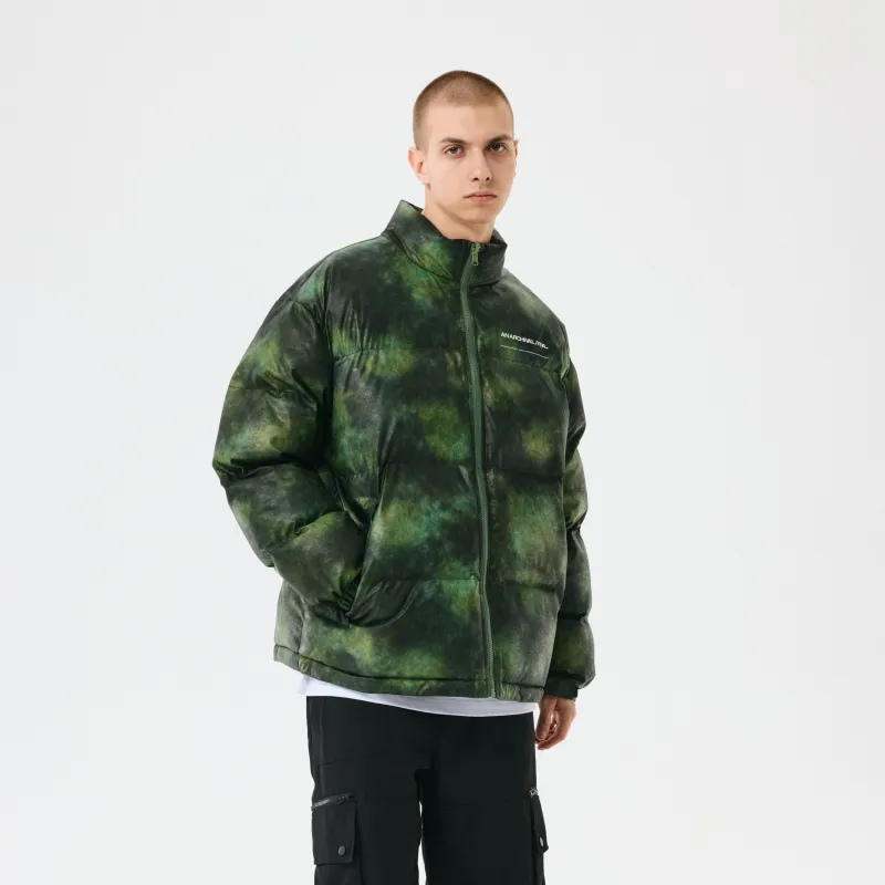 FPA Camouflage Letters Stand Collar Loose Fit Thickened Puffer Jacket Unisex-7