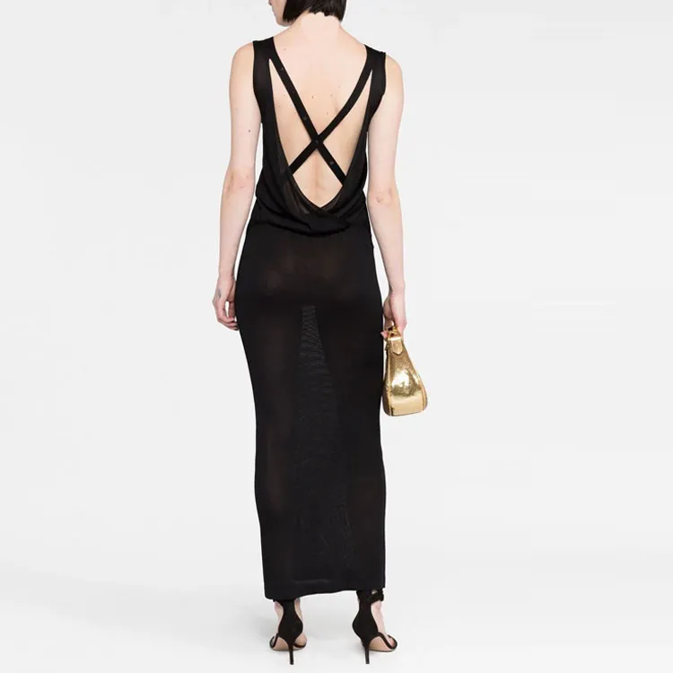 TOM FORD Sleeveless Back Crisscross Midi Dress-2