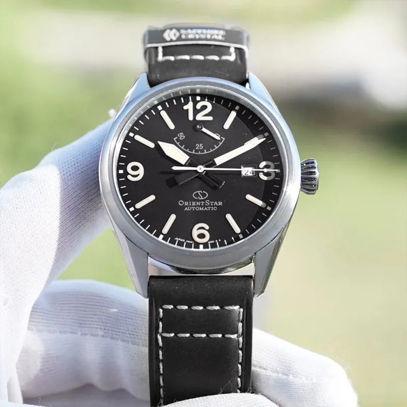 ORIENT STAR Automatic Mechanical Movement Genuine Leather Strap Watch Men's Watches Black Dial RE AU0203B00B-7