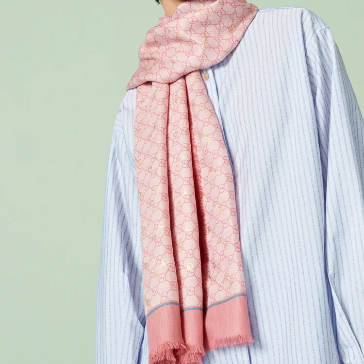 GUCCI Horsebit-Print Fringed Scarf-2