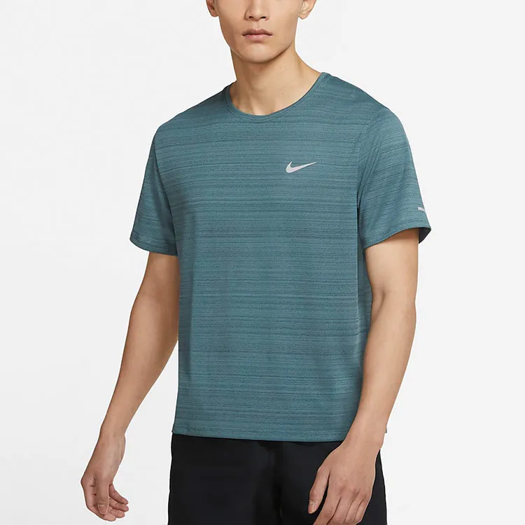 Nike MILER T Shirts Men Gray Green-3