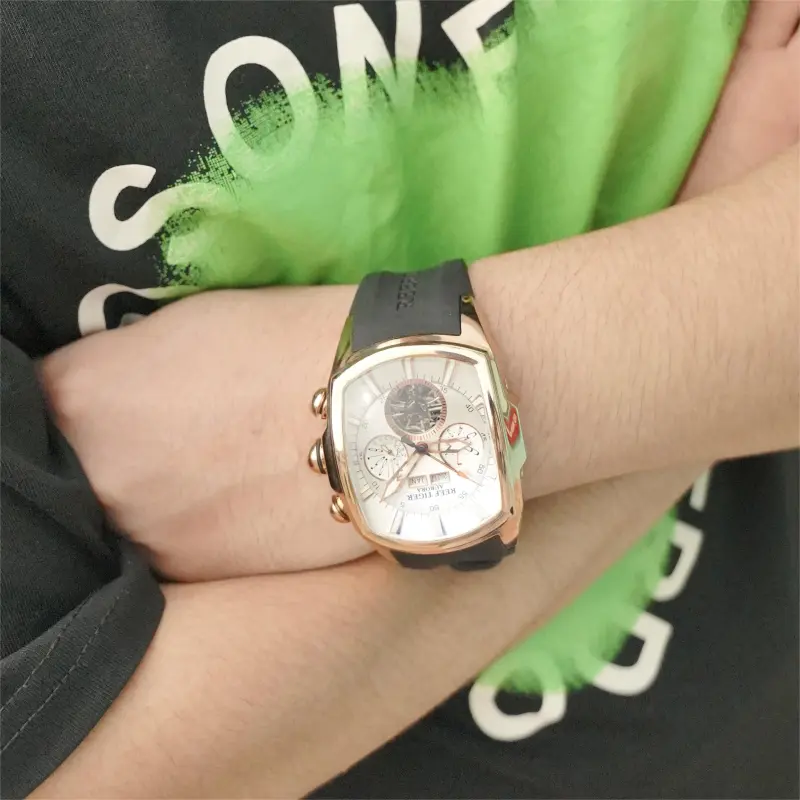 REEF TIGER Aurora Collection Tank II Automatic Mechanical Movement Watch Men's Watches White Dial-3