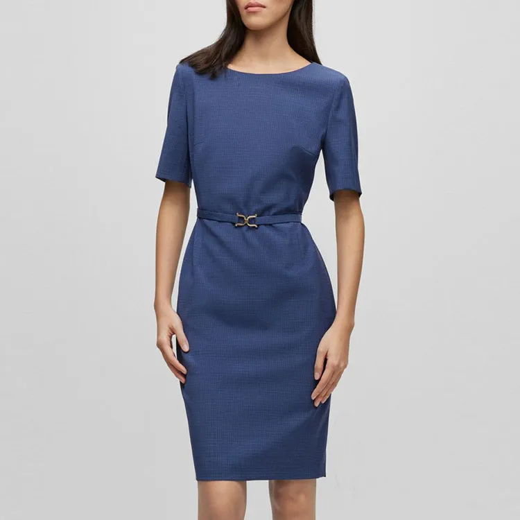 HUGO BOSS Short-Sleeved Dresses Women's Dark Blue-3