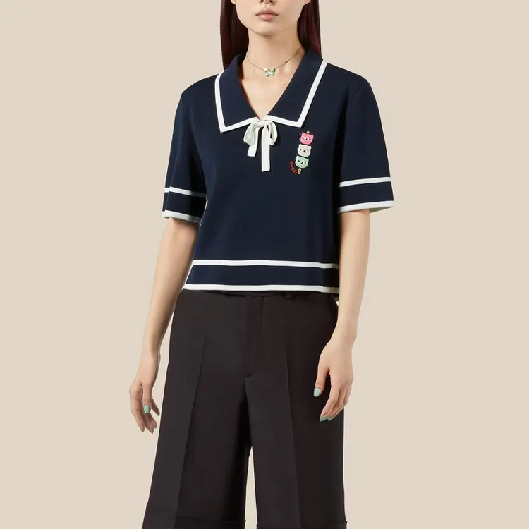 GUCCI Crop Tops Women's Blue-3
