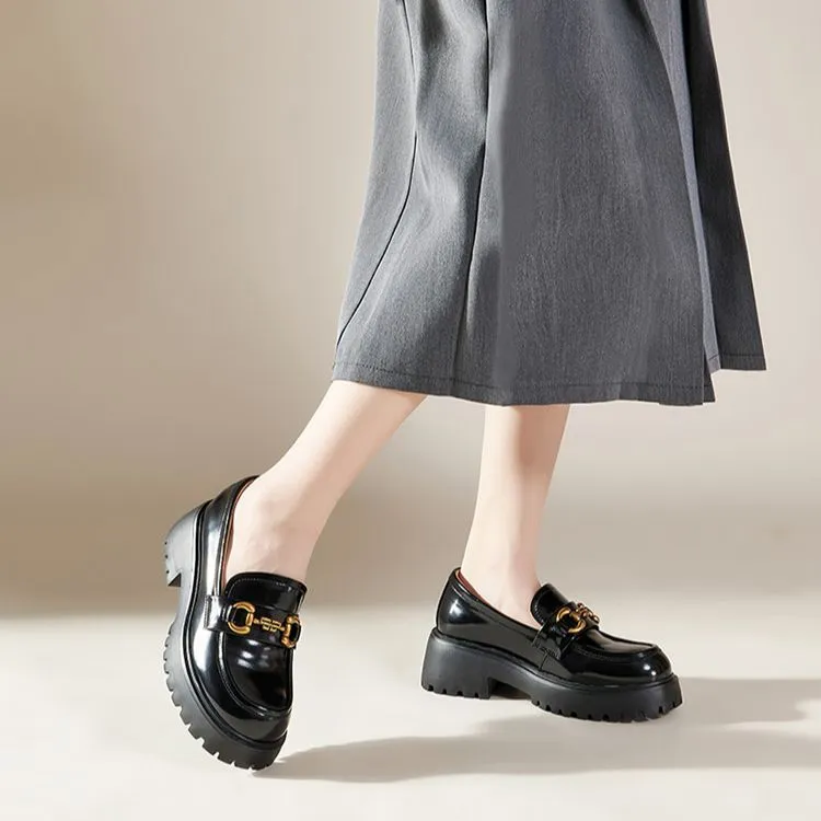 PT'SON Loafers 5.5cm Women's Black-5
