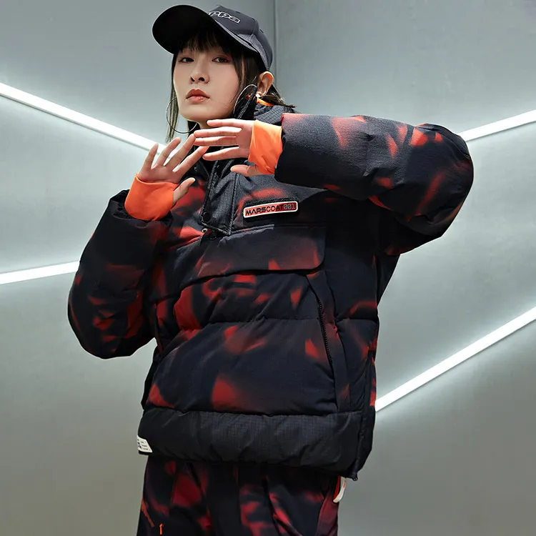 Kappa Colorblock Letter Hooded Down Jacket Unisex-2