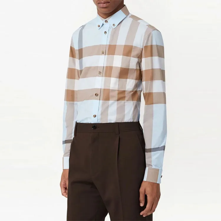 Burberry Slim Fit Check Stretch Cotton Poplin Shirt-2