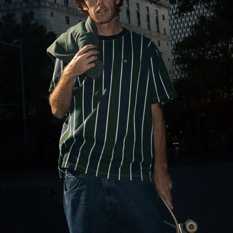 Dickies X JAKE HAYES T Shirts Men Blue Needle Green Stripes-2