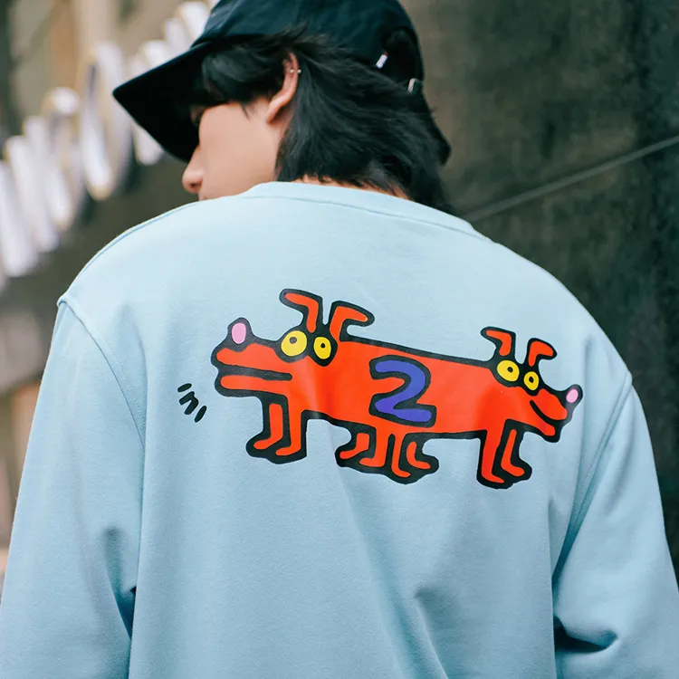 STAYREAL KAISIHALIN Crew Neck Loose Fit Regular Sweatshirt Unisex Light Blue-2