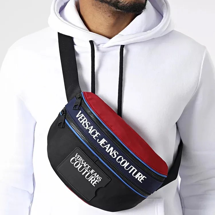 VERSACE JEANS COUTURE Polyester Sling Bag Fanny Pack Men's Black-4