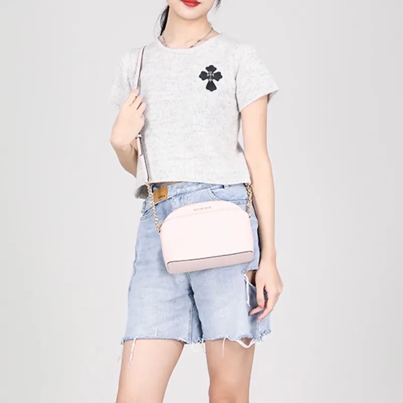 MICHAEL KORS Leather Dome Bag Crossbody Bag Women's Cream Pink-6