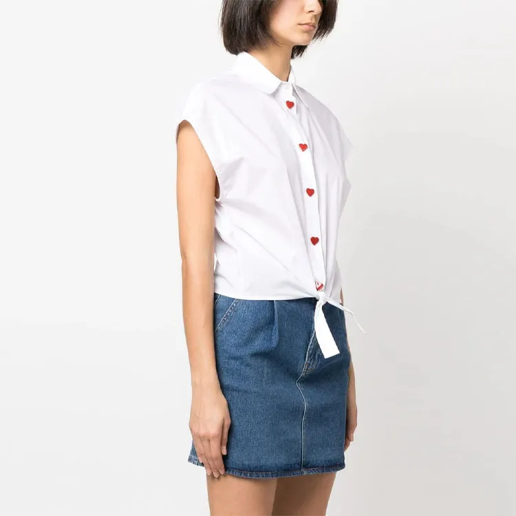 LOVE MOSCHINO Heart Button Short Sleeved Shirt-3