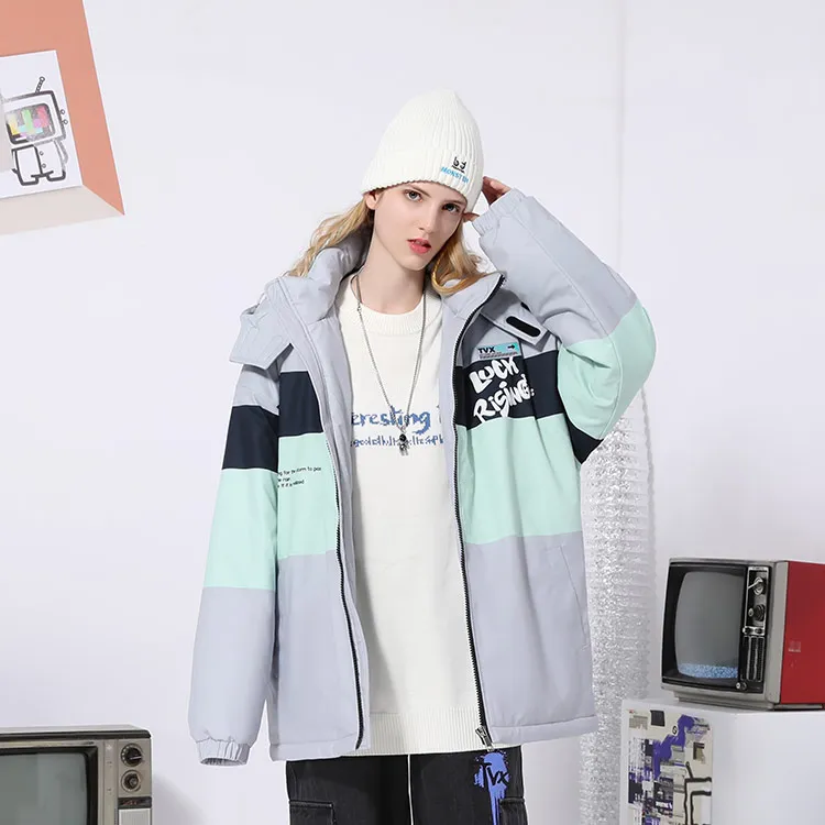 TVX Letter Colorblock Detachable Hood Loose Fit Puffer Jacket Unisex-9