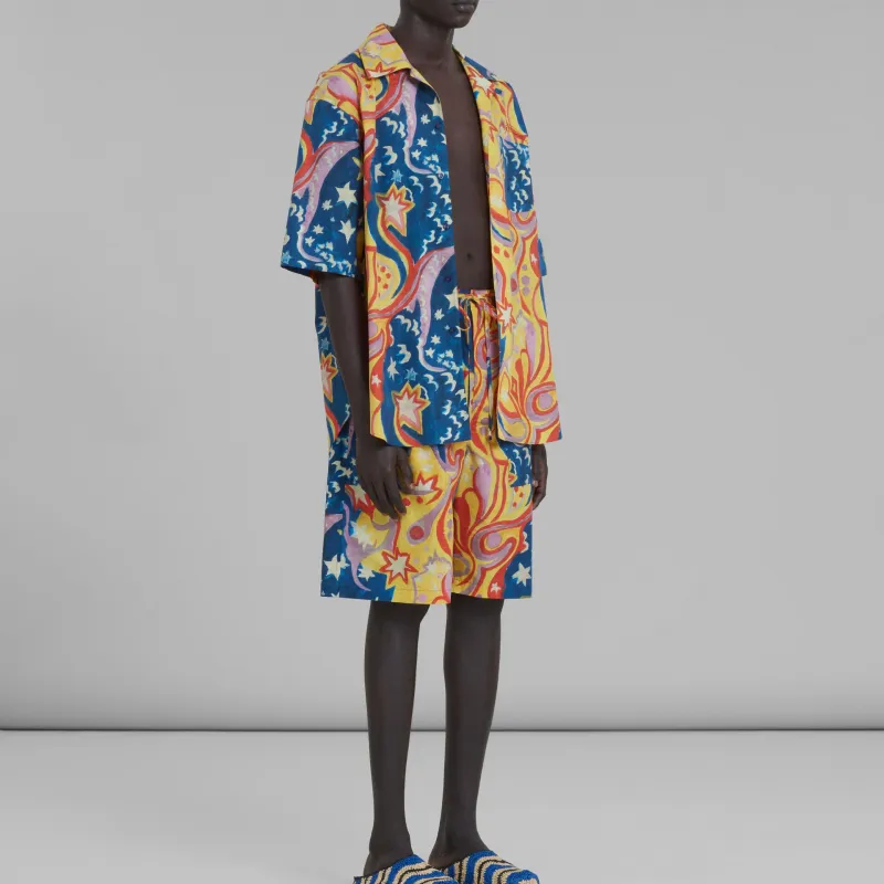 MARNI X No Vacancy Inn Poplin Bowling Shirt-3