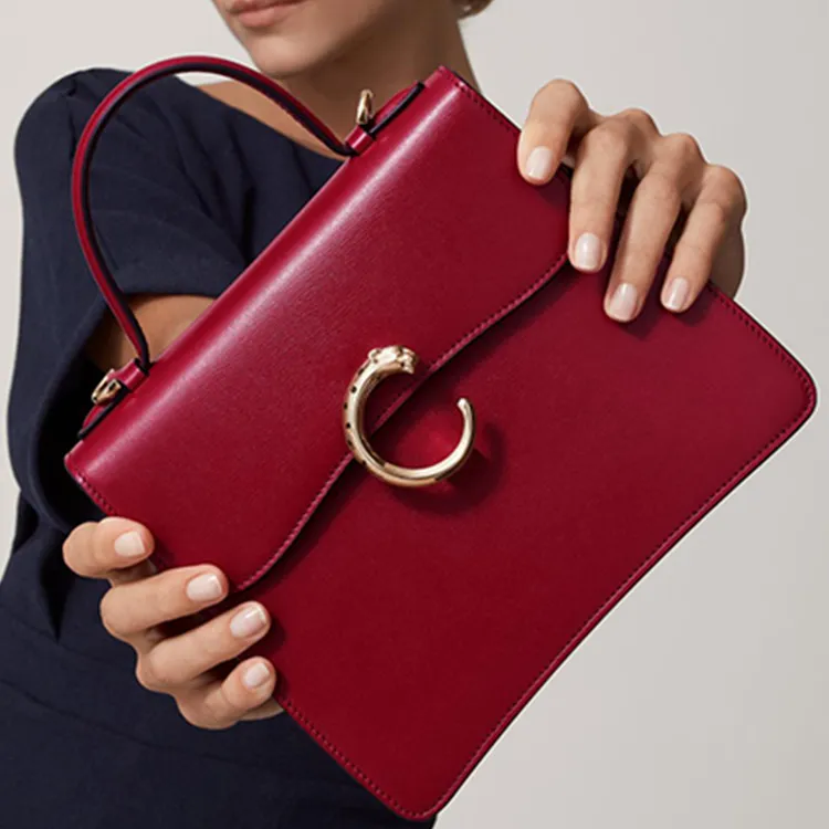 CARTIER Panthère De Cartier Calfskin Shoulder Bag Crossbody Bag Handbag Mini Women's Red-5