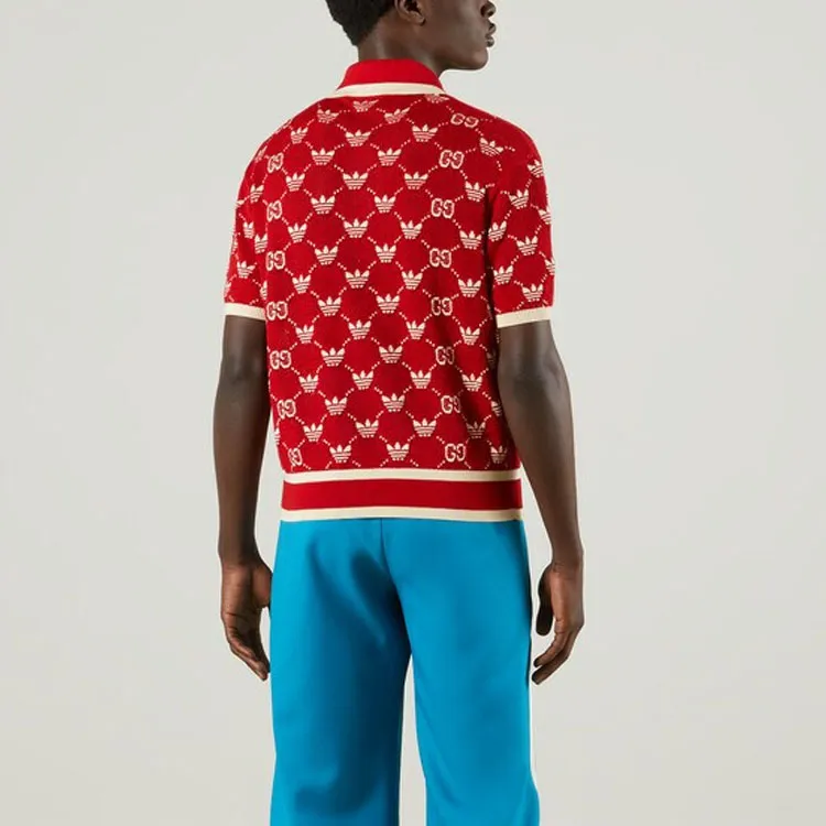 Adidas X GUCCI Polo Shirts Men Red-4
