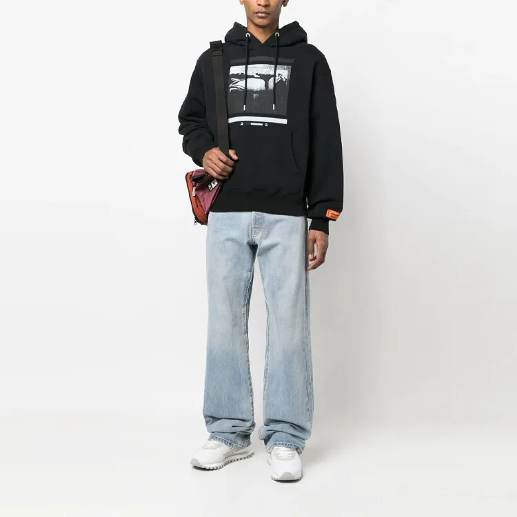 HERON PRESTON Graphic Printed Drawstring Hoodie-1