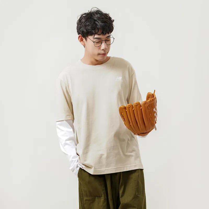 New Balance Contrasting Colors T Shirts Unisex Apricot-3