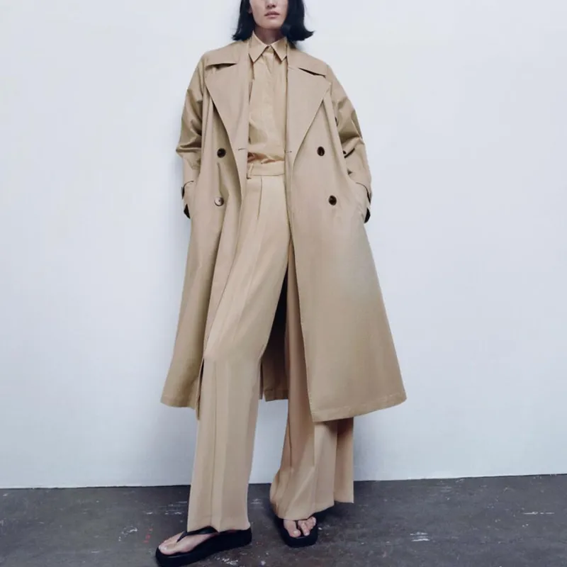 ZARA Trench Coats Women's Beige-2