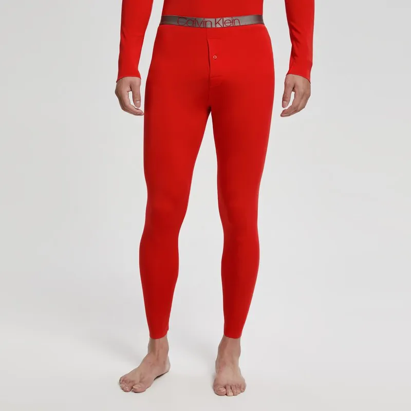 CALVIN KLEIN Thermal Pants Men's Garnet Red-2