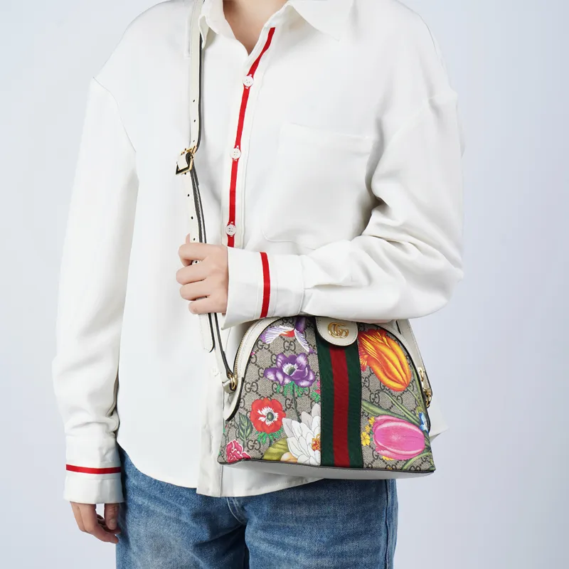 GUCCI Ophidia Canvas With Leather Dome Bag, Shoulder Bag, Crossbody Bag Women's-8