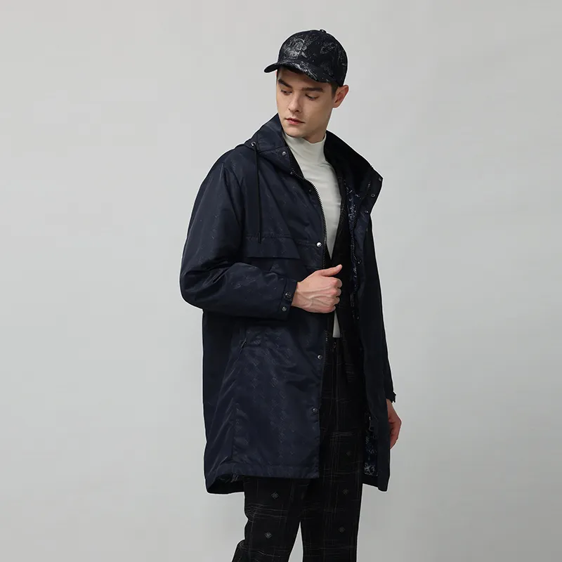 RARE Trench Coats Men Navy Blue-4