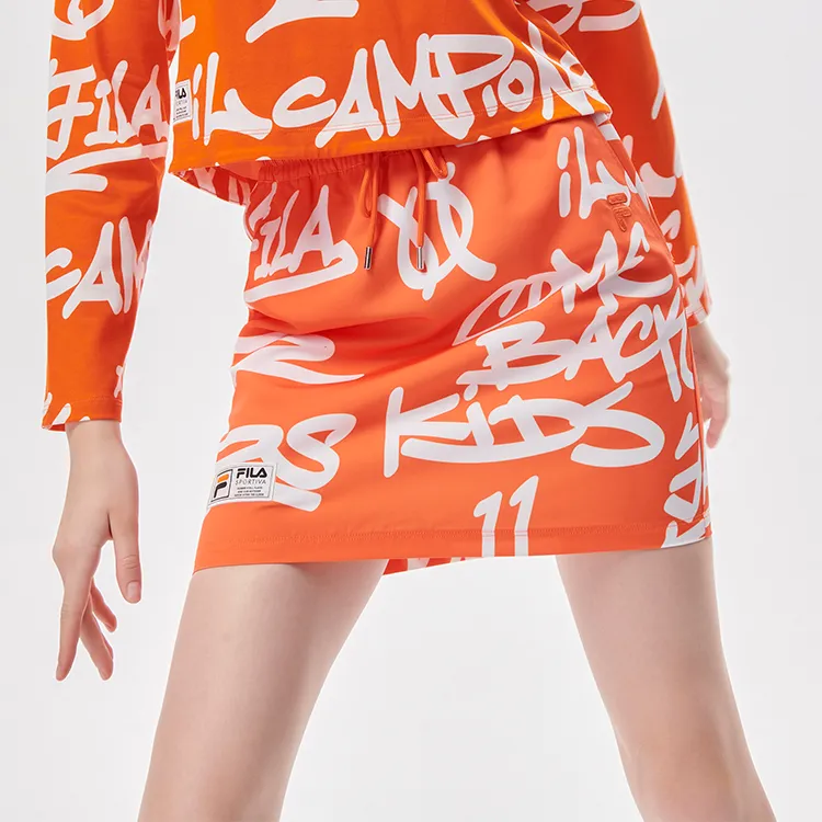 FILA FUSION Casual Short Skirts Women's Persimmon Orange-5