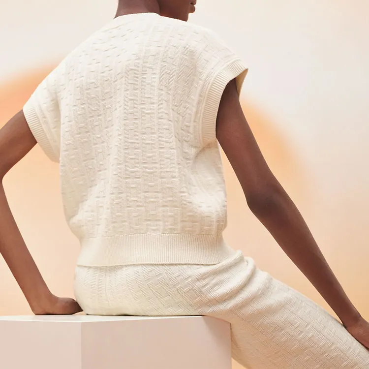 HERMES SS23 Cashmere Sweater Women's Gray White-3