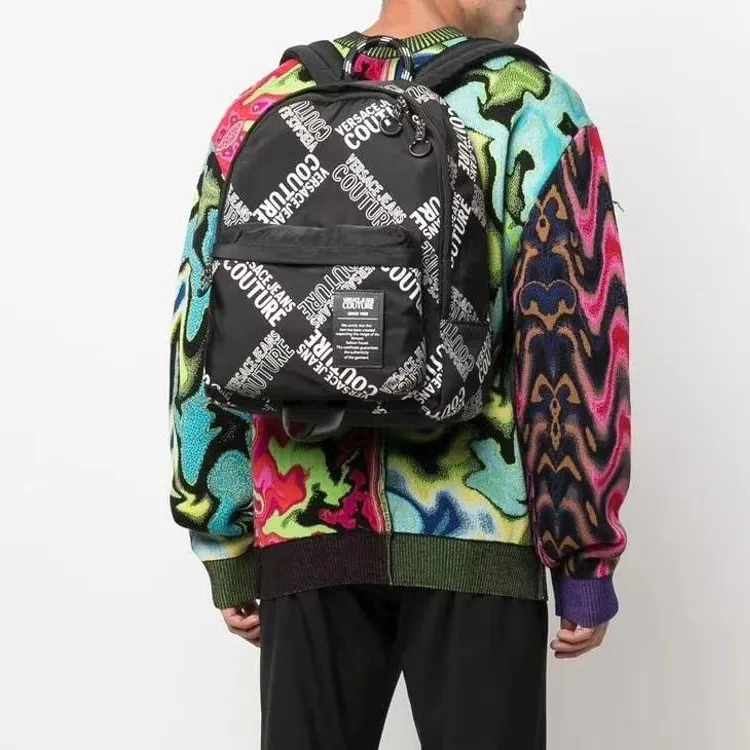 VERSACE JEANS COUTURE Nylon Backpack Men's White & Black-4