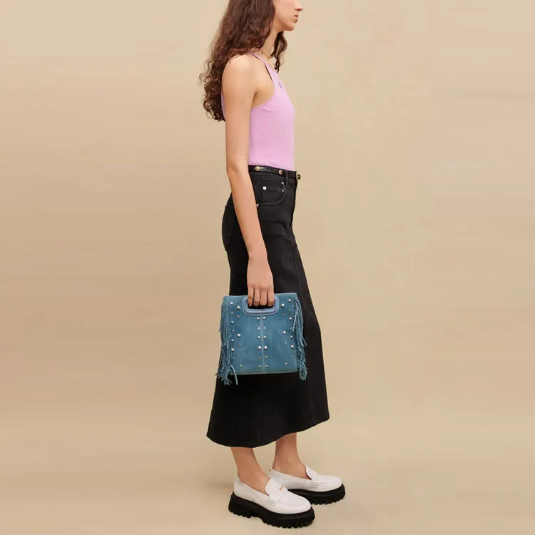 Maje High-waisted Straight Denim Skirt-3