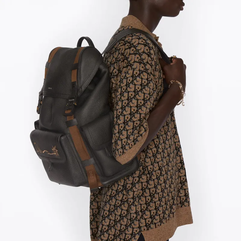 DIOR CACTUS JACK Collaboration Grain Cow Leather Backpacks Regular Men's Black-6