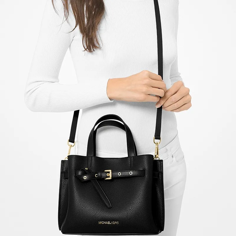 MICHAEL KORS Cow Split Leather Tote Bag Shopping Bag Crossbody Handbag Small Size Women's Black-8