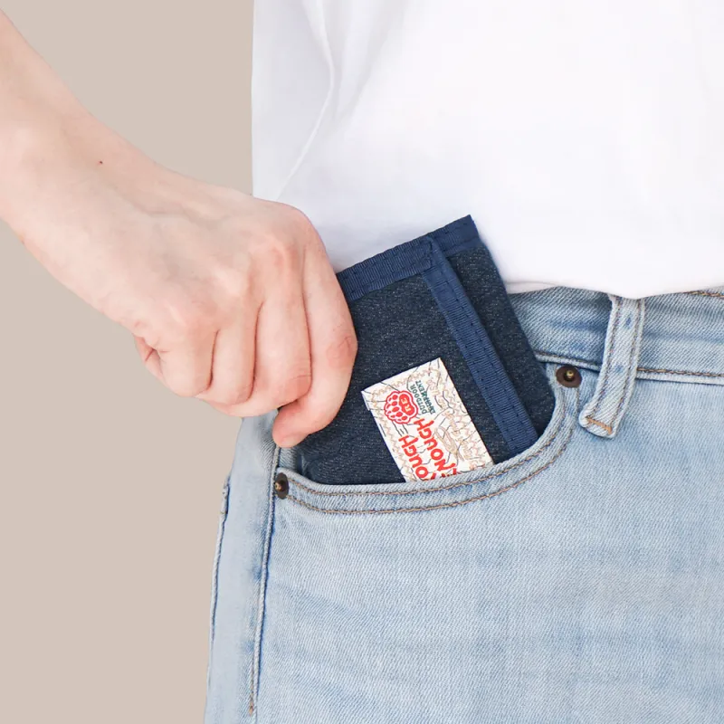 Rough Enough Canvas Canvas Bag Foldable Lanyard Halter Card Holder Wallet Unisex Denim Blue-4
