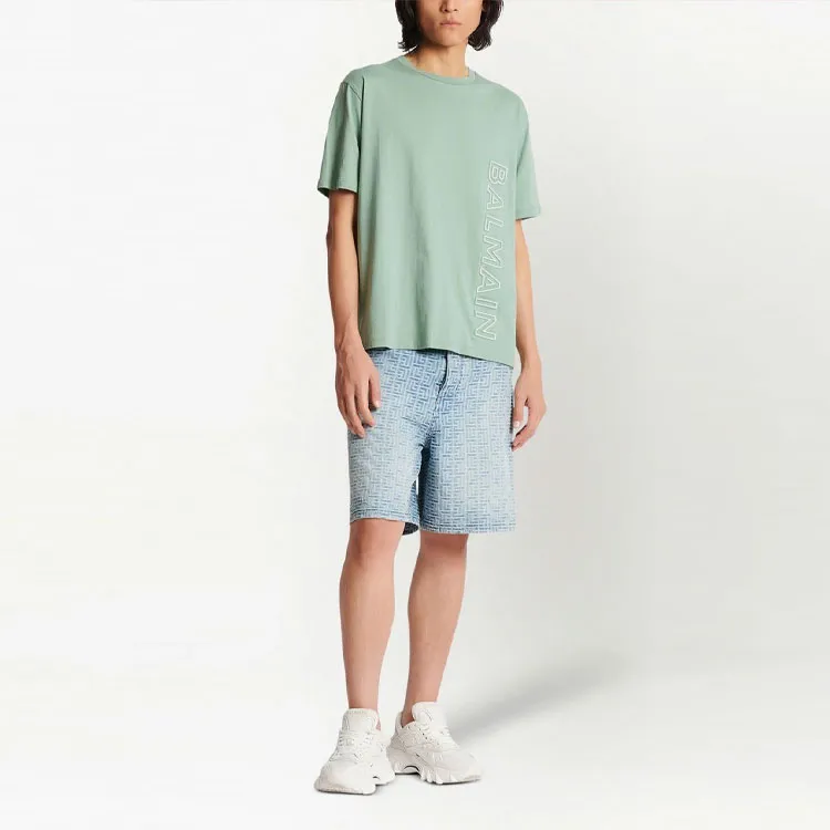 BALMAIN Logo Embossed Crewneck T Shirt-3