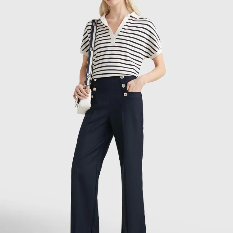 Tommy Hilfiger Striped Split neck T shirt-2