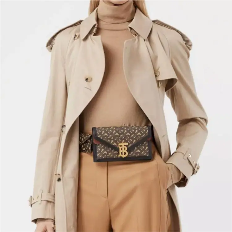 Burberry Monogram PU Combo Bag Shoulder Bag Crossbody Bag Fanny Pack Women's Brown-7